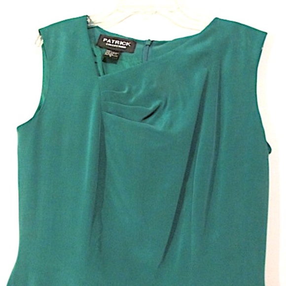 VTG Asymmetrical Teal Silk Dress NWOT, Size 4 - Picture 3 of 9